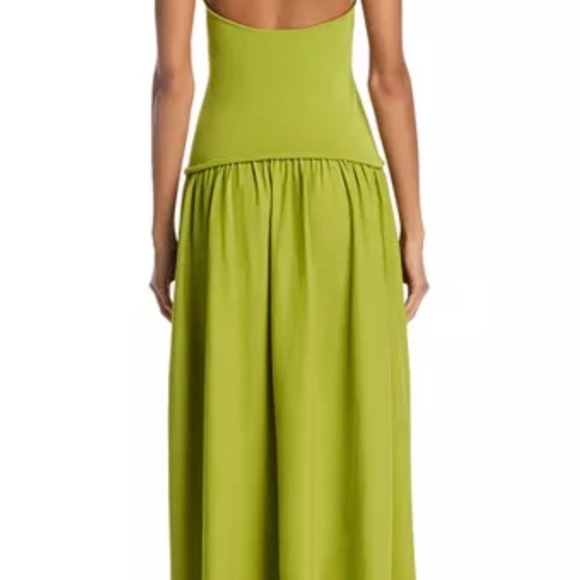Solid and striped chartreuse halter maxi - Picture 2 of 8